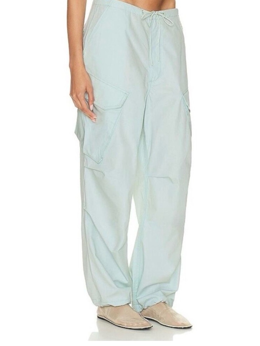 AGOLDE 100% Cotton Ginerva Cargo Parachute Pant in Mochi-Mint Sz M